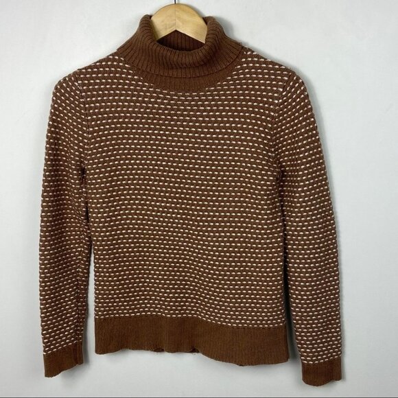 J Crew Caramel Brown Knit Turtleneck Sweater Size XS Style # H3909 Pullover Boho - Picture 7 of 11